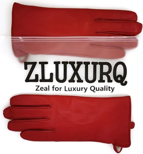 Vista 6 de ZLUXURQ Guantes de cuero suave italiano de lujo para mujer, guantes de piel de oveja genuina para mujer, guantes de clima frío con forro de cachemira
