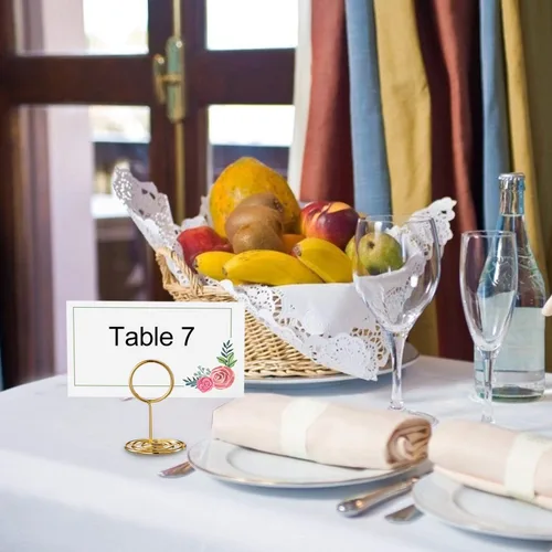 Vista 4 de Toncoo 100 tarjetas de lugar, elegantes tarjetas de mesa con flores, tarjetas de asiento de textura rústica, tarjetas de identificación de papel