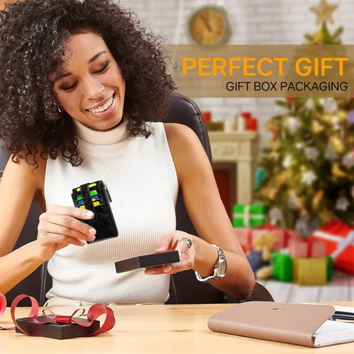 Vista 6 de Huztencor Tarjetero de crédito para mujer, cartera pequeña RFID para mujer, delgada, funda para tarjetas con cremallera múltiple con llavero
