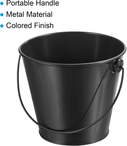 Vista 5 de PATIKIL Cubos de metal de colores de 4.7 pulgadas, paquete de 4 cubos para lápices, contenedores redondos de metal con asas para manualidades