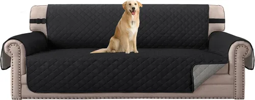 Vista 30 de H.VERSAILTEX Funda de sofá resistente al agua para sofá de 3 cojines, reversible, protector de muebles acolchado con correa elástica, funda de sofá