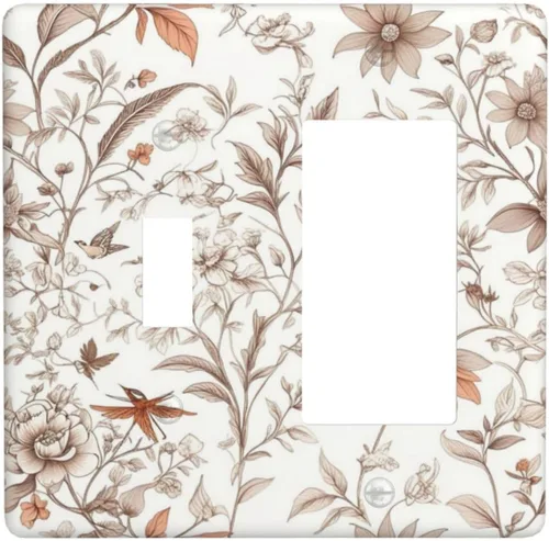 Vista 259 de Decorative Outlet Covers Blue Background White Cat Daisy Floral 2-Gang 1-Gang Wall Plate Single Toggle/Rocker Farmhouse Style Light Switch Covers