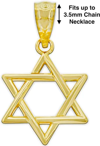 Vista 4 de Charm America - Gold Star of David Chai Charm - 14 Karat Solid Gold