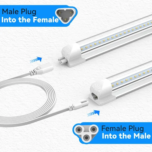 Vista 3 de SHOPLED Cables de extensión de 4 pies para luces LED T5 T8, cable de conexión macho a hembra de 3.9 ft para luces LED de tubo integrado enlazable