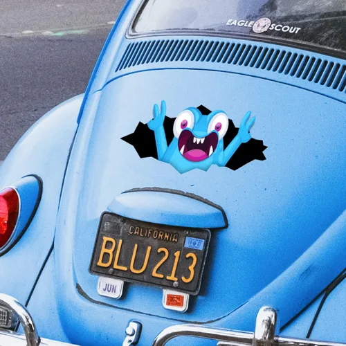 Vista 2 de Stickios Pegatinas de parachoques para automóviles – Peeking Monster Funny Car Sticker 11 x 4.25 pulgadas – Calcomanía de vinilo impermeable