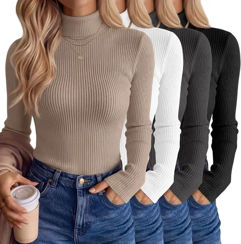 Vista 13 de Neer Paquete de 4 camisas de cuello alto para mujer