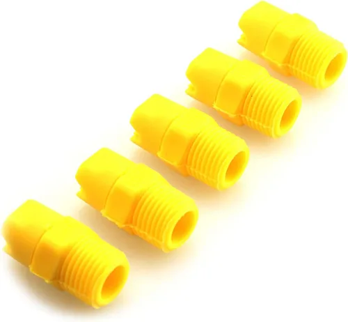Vista 4 de DGZZI Punta de pulverización de ventilador plano 5PCS 1/4 pulgada rosca macho 80 grados PP estándar Veejet amarillo boquillas