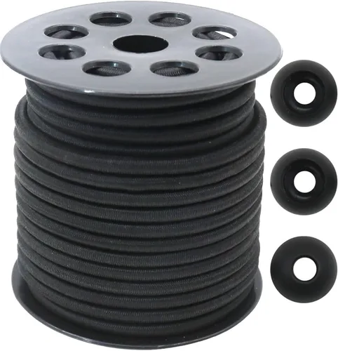 Vista 12 de Cordón elástico delgado negro de 2mm para hacer pulseras, cuerda elástica redonda de 129 pies, cordón para cuentas Pony, hilo elástico