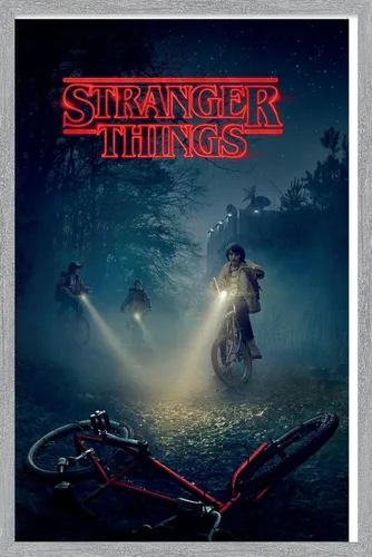 Vista 17 de Trends International Netflix Stranger Things - Póster de pared de bicicletas, 14.725 x 22.375 pulgadas, versión enmarcada de madera de granero