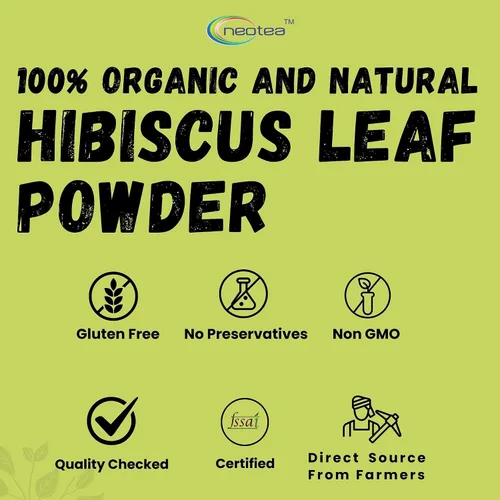 Vista 4 de Neotea Hibiscus rosa-sinensis Sembaruthi Leaf Powder Polvo de hoja de hibisco 300gm Paquete de 1