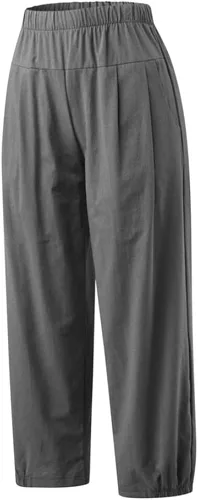 Vista 3 de Womens Capri Yoga Pants Wide Leg Loose Comfy Lounge Cropped Capris with Pockets