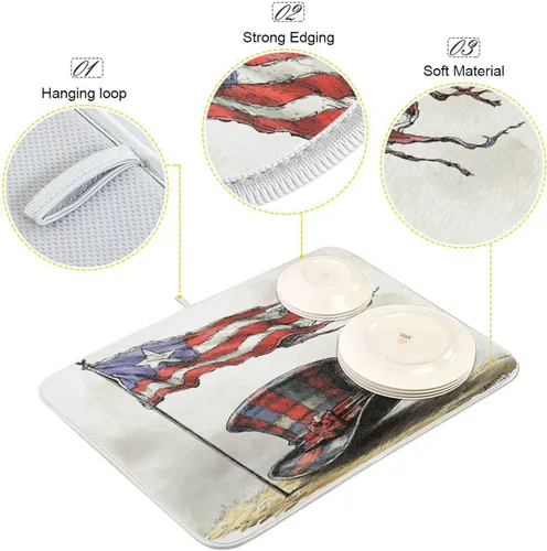 Vista 4 de Tapete de secado de platos para encimera de cocina, tapete de secado de platos, tapete escurridor de platos, almohadilla de microfibra absorbente