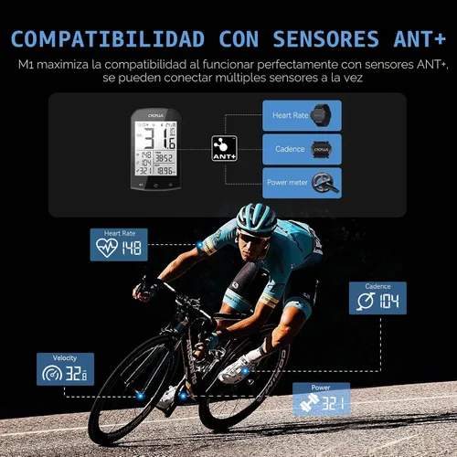 Vista 7 de CYCPLUS Computadora GPS inalámbrica para bicicleta, computadora de ciclismo GPS con Bluetooth/ANT+, velocímetro de bicicleta con pantalla LCD de 2.9