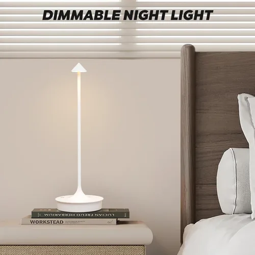 Vista 4 de Lámpara de mesa inalámbrica pequeña, recargable, funciona con pilas, lámpara táctil LED de 4000 mAh, regulable, portátil, impermeable