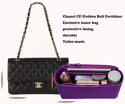 Vista 3 de Lckaey Bolsa Organizador Inserto para Chanel Classic Flap Mini Bag Shaper Monedero Inserto - Bolso Premium Felt Organizer 2009Purple-mini