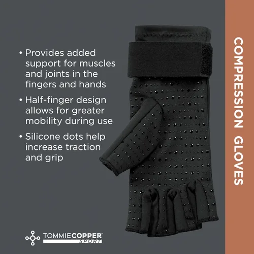 Vista 5 de Tommie Copper Compression Gloves,Copper-Infused,Fabric Gloves, Adjustable Fit,Palms & Fingers Support for Women and Men