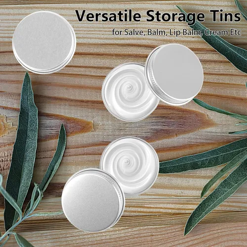 Vista 5 de Paquete de 12 latas, latas de salve de 0.5 onzas con tapas, recipientes pequeños de aluminio de metal recargable, recipientes redondos de estaño