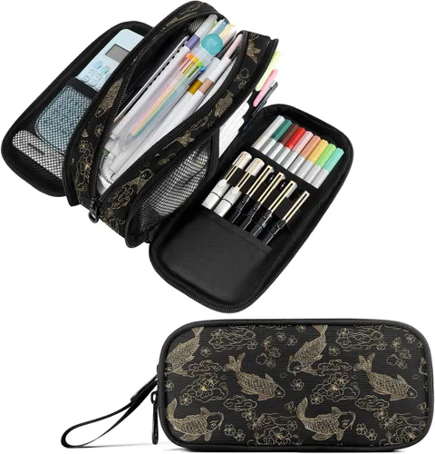 Vista 10 de Fustylead Alice - Estuche de ajedrez para lápices con cremallera, bolsa de maquillaje, bolsa de cosméticos, bolsa de viaje multiusos, caja