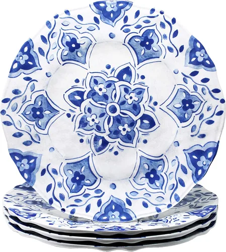 Vista 6 de Le Cadeaux Plato de ensalada de melamina de 9 pulgadas, juego de 4, Palermo