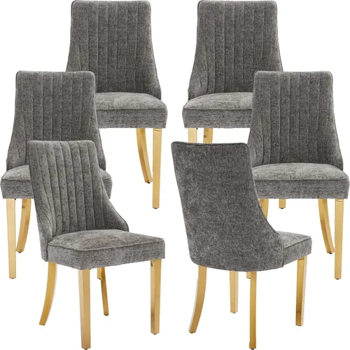 Vista 13 de Juego de 2 sillas de comedor modernas de mediados de siglo, tapizadas de tela beige, sillas de cocina y comedor, sillas de cocina con patas