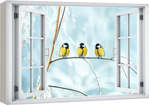 Vista 41 de wall26 - Cuadro en lienzo para pared, vista de ventana, río neón turquesa, rápido, bosque, lago, arroyo, naturaleza salvaje, fotografía, realismo