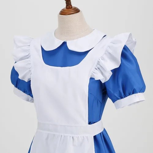 Vista 3 de Colorful House Traje de cosplay de anime para adultos, disfraz de sirvienta azul, delantal, 4 piezas, conjunto de vestido de sirvienta de lolita