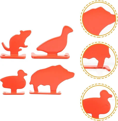Vista 2 de Specialty Tools - 4 piezas de silueta de acero inoxidable, mini figuras de metal de cerdo, pato, ratón, letreros de mesa para ejercicio, hogar