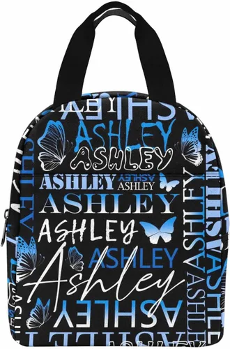 Vista 10 de InterestPrint Bolsa de almuerzo con nombre personalizado para hombres y mujeres, color rosa, blanco y negro, con lunares personalizados, enfriador