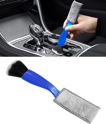 Vista 7 de Plumero universal 2 en 1 para limpieza de coche, herramienta de limpieza de coche, cepillo de doble cabeza, cepillo de detalles interiores de Negro