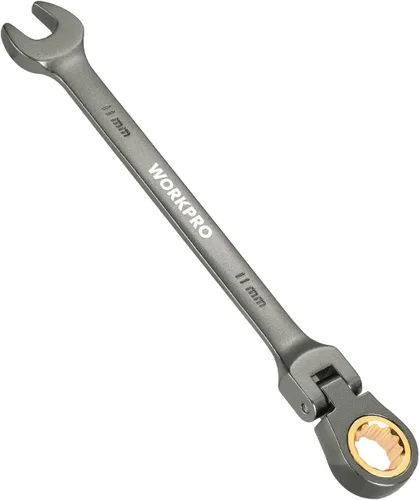 Vista 10 de WORKPRO Llave combinada de trinquete de 1/2 pulgada SAE, CR-V construida con cromado pulido espejo, diseño de 12 puntos, desplazamiento de 15 grados