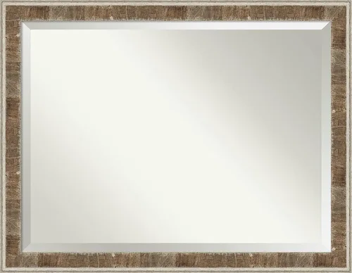 Vista 60 de Amanti Art Espejo de pared marrón de 26 x 22 pulgadas, espejo rectangular de baño de Alejandría marrón rústico para decoración de pared, sala