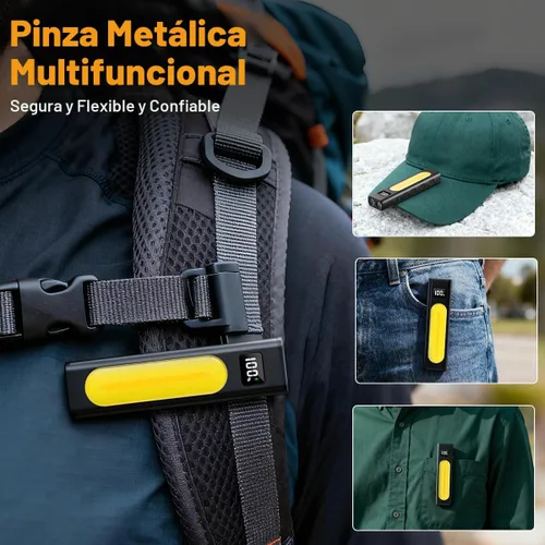 Vista 6 de Linternas recargables de alto lúmenes 1800, linterna plana EDC con magnética, linterna de bolsillo de 11 modos súper brillante, potentes linternas