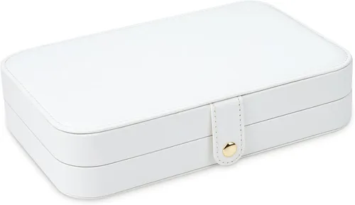 Vista 7 de Organizador de joyas de viaje, joyero de viaje, estuche de viaje para mujer, pequeño joyero para viajes, organizador de viaje de joyería, blanco B