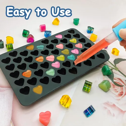 Vista 4 de Paquete de 3 moldes de silicona para cubitos de hielo con forma de corazón, mini molde de cera de San Valentín para hornear chocolate, gomitas