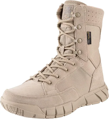 Vista 8 de FREE SOLDIER Mens Tactical Boots 8 Inches Lightweight Combat Boots Durable Suede Leather Military Work Boots Desert Boots