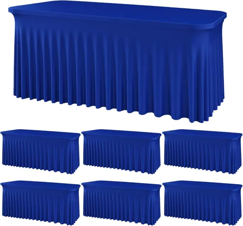 Vista 28 de Mantel rectangular de elastano negro, funda elástica ajustada para mesas rectangulares de 1,8 m, falda de mesa elástica sin arrugas para decoración