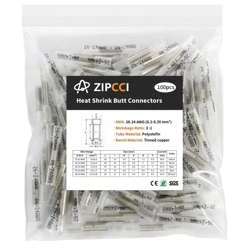 Vista 12 de Conectores a tope termorretráctiles de 12-10 AWG, 50 unidades, amarillos, impermeables, conectores de cable eléctrico, empalme, terminales