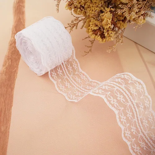 Vista 14 de Rollo de cinta de encaje de 120 yardas para costura, baby shower, cumpleaños, despedida de soltera, decoración de boda, embalaje de regalo, ramo