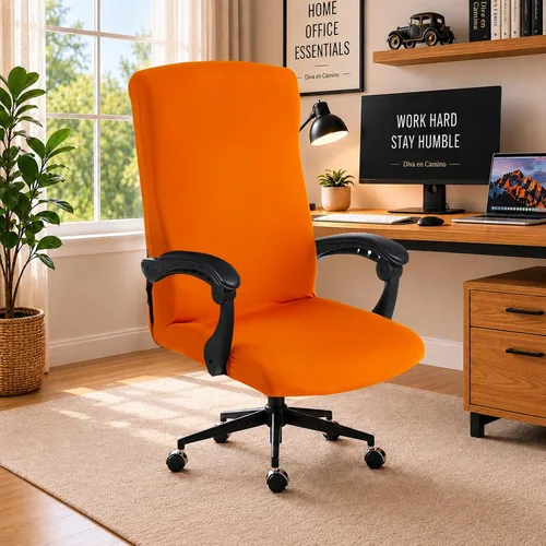 Vista 14 de Fundas elásticas resistentes al agua para sillas de computadora - Protectores lavables para respaldo giratorio y asiento para mascotas - Negro