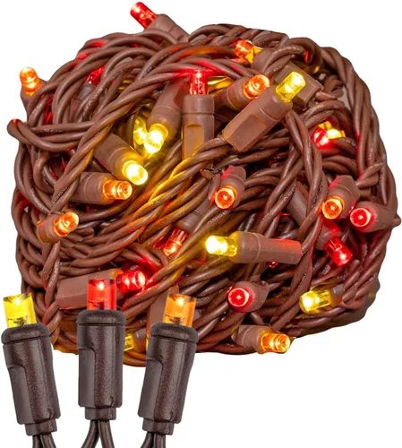 Vista 10 de Novelty Lights Guirnalda de luces LED multicolor de Navidad de 50 pies, 100 luces LED de Navidad de 6 pulgadas de espacio en cable marrón