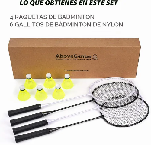 Vista 7 de AboveGenius Lightweight Badminton Set, 4/6 Rackets with 6 Nylon Birdies
