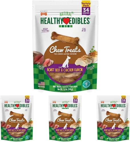 Vista 22 de Nylabone Healthy Edibles Masticables Naturales para Perros de Larga Duración con Sabor a Tocino para Perros, X-Pequeño/Muy Pequeño (2 Unidades)