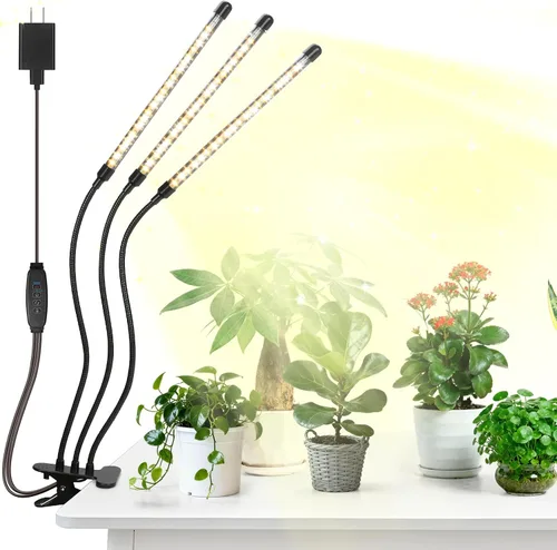 Vista 8 de Luces LED de crecimiento, 2 cabezales, luz roja y azul para plantas con abrazadera para plantas de interior y arranque de semillas, 10 niveles