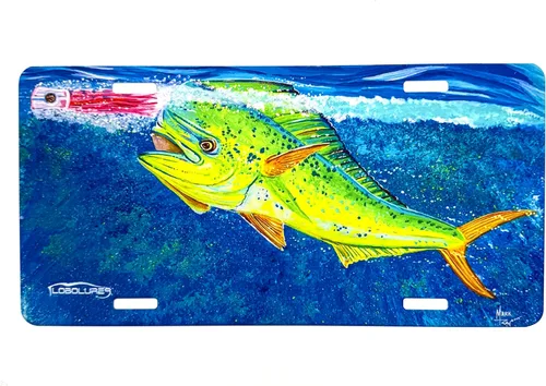 Vista 10 de Lobo Lures Blue Marlin Chasing Lure Mahi Mahi Big Game Sport Fishing Vanity Placa de matrícula frontal Fabricado en los Estados Unidos