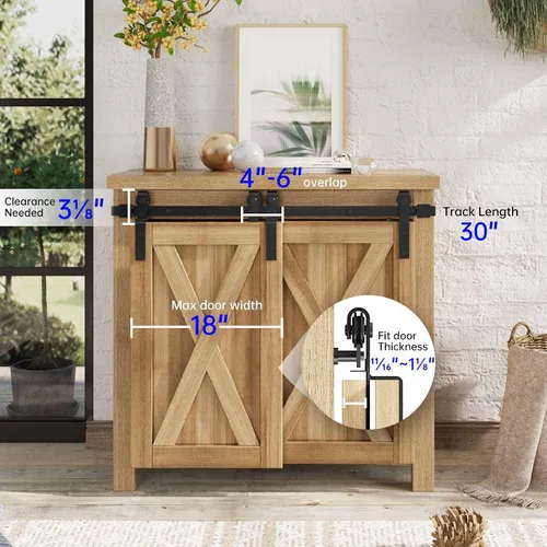 Vista 3 de EaseLife - Kit de accesorios de riel para puerta de granero deslizante doble de 2.5 pies, fácil de instalar, se desliza suave y silenciosamente, se