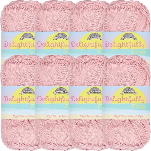 Vista 19 de JubileeYarn - Ovillo de hilo deliciosamente fino, 1.76 oz/madeja de rayón de bambú, color rosa polvo, 4 madejas