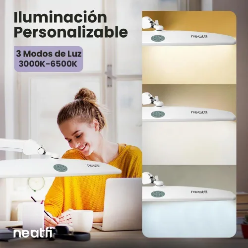 Vista 4 de Neatfi Elite HD XL - Lámpara de trabajo 22 pulgadas de ancho 2,260 lúmenes 3 modos de temperatura de color Lámpara de escritorio con Blanco