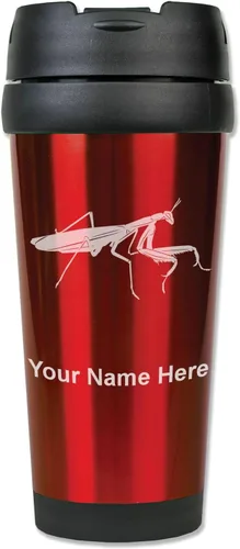 Vista 7 de LaserGram Taza de viaje de café de 16 onzas, mantis rezando, grabado personalizado incluido (negro)