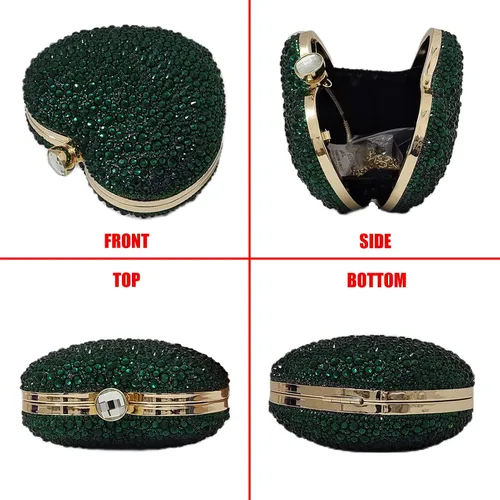 Vista 2 de Lindo corazón forma embrague monedero mini amor corazón Rhinestone boda bolso partido mujeres bolso