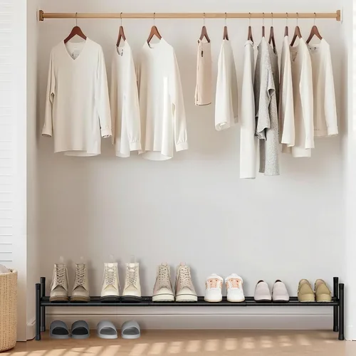 Vista 6 de STORAGE MANIAC Zapatero largo expandible, estante de zapatos de metal ancho apilable de 6 pares, estante ajustable para zapatos, organizador